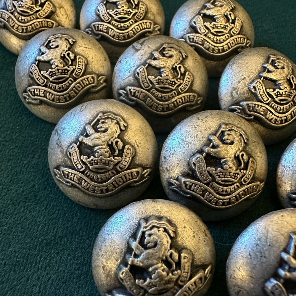Antique WWI Buttons x 12 West Riding Yorkshire Duke of Wellington